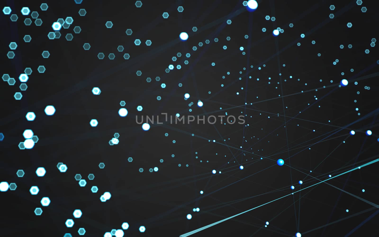 Abstract polygonal space low poly dark background with connecting dots and lines. Connection structure. 3d rendering