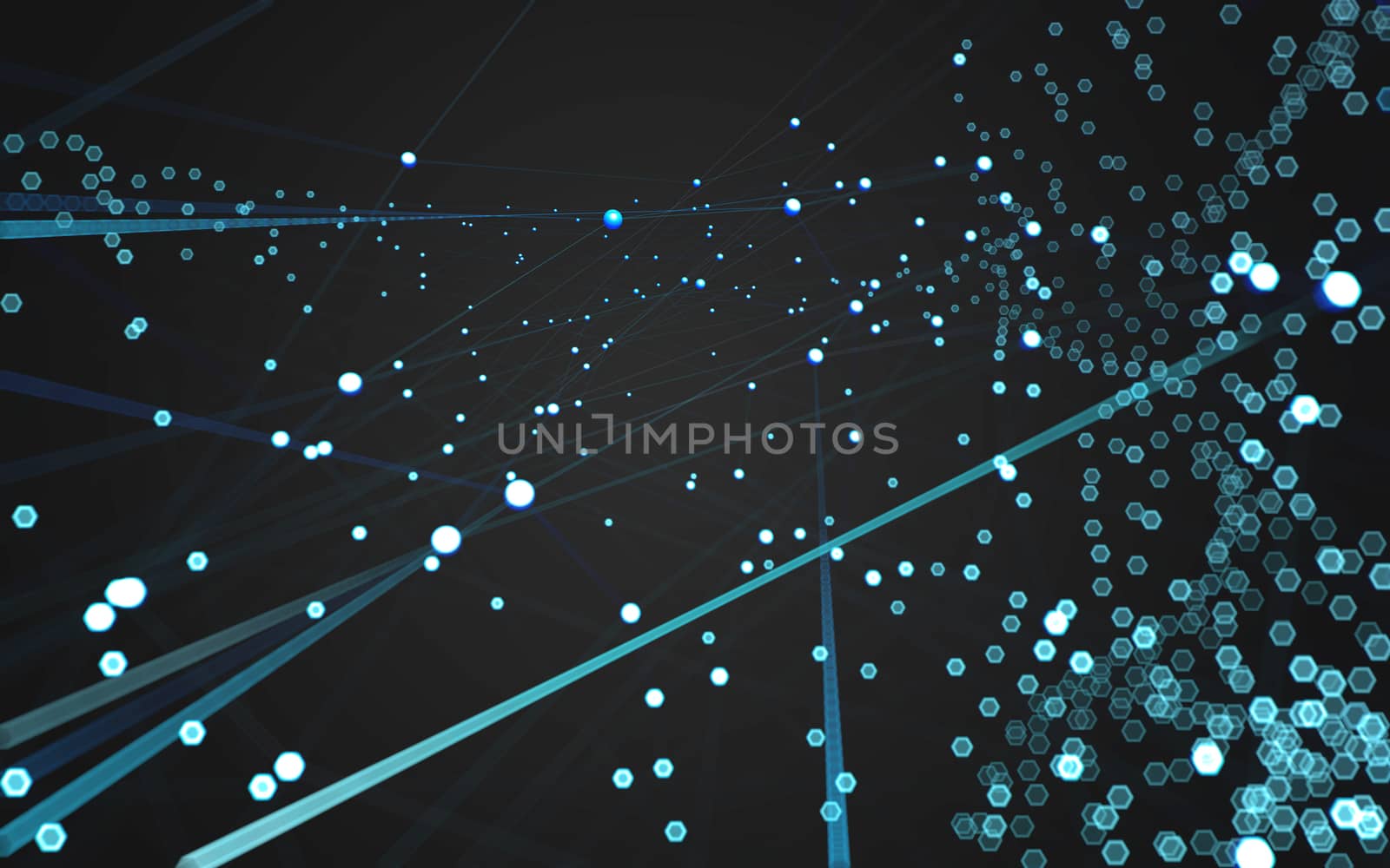 Abstract polygonal space low poly dark background with connecting dots and lines. Connection structure. 3d rendering