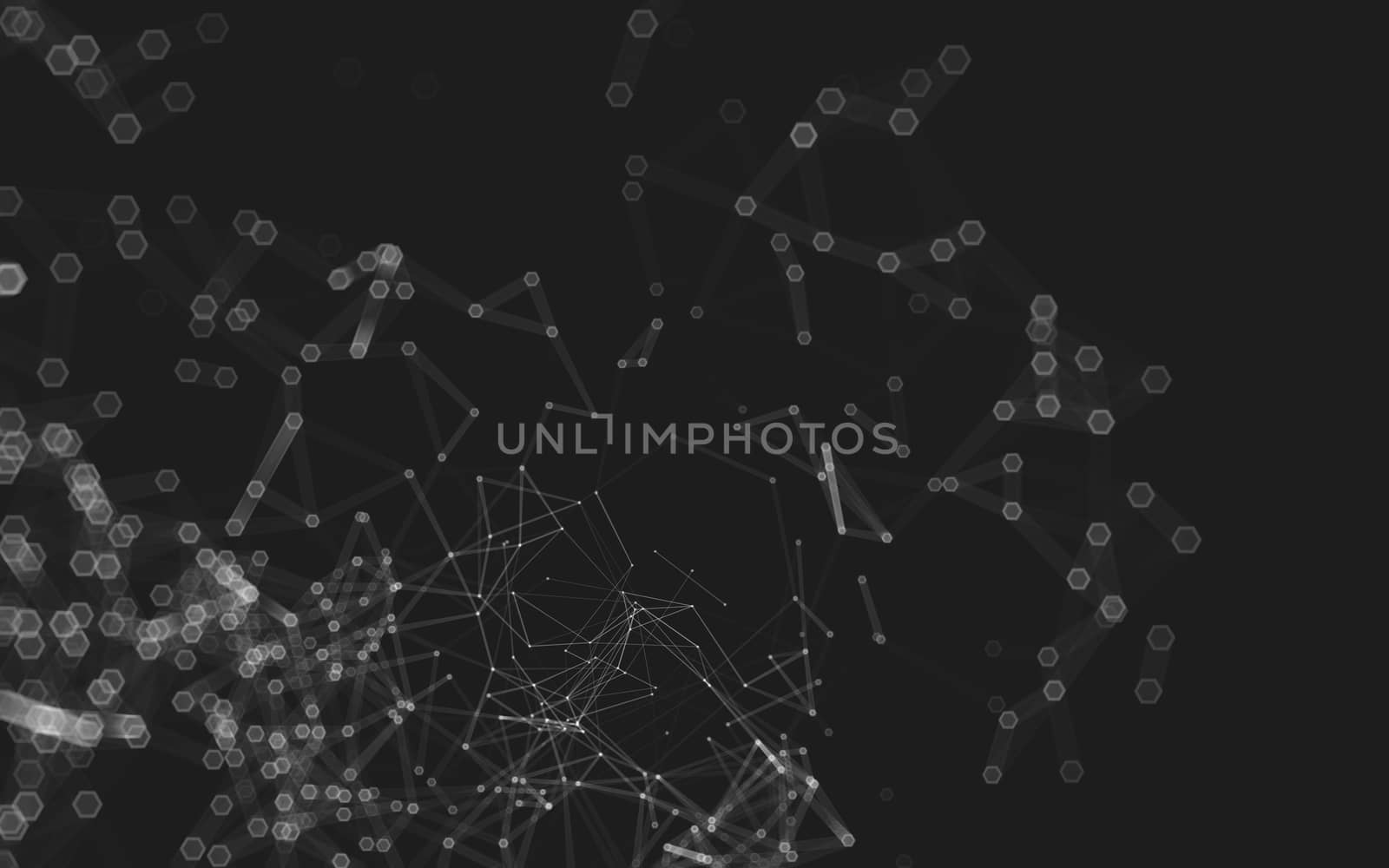 Abstract polygonal space low poly dark background with connecting dots and lines. Connection structure. 3d rendering