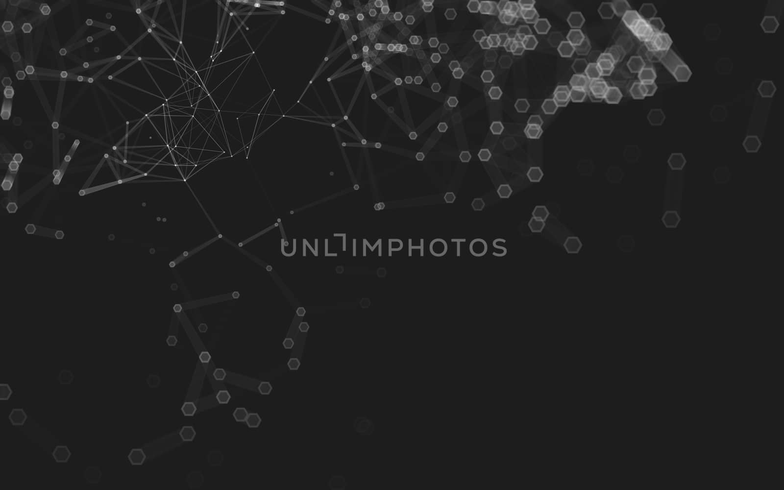 Abstract polygonal space low poly dark background with connecting dots and lines. Connection structure. 3d rendering