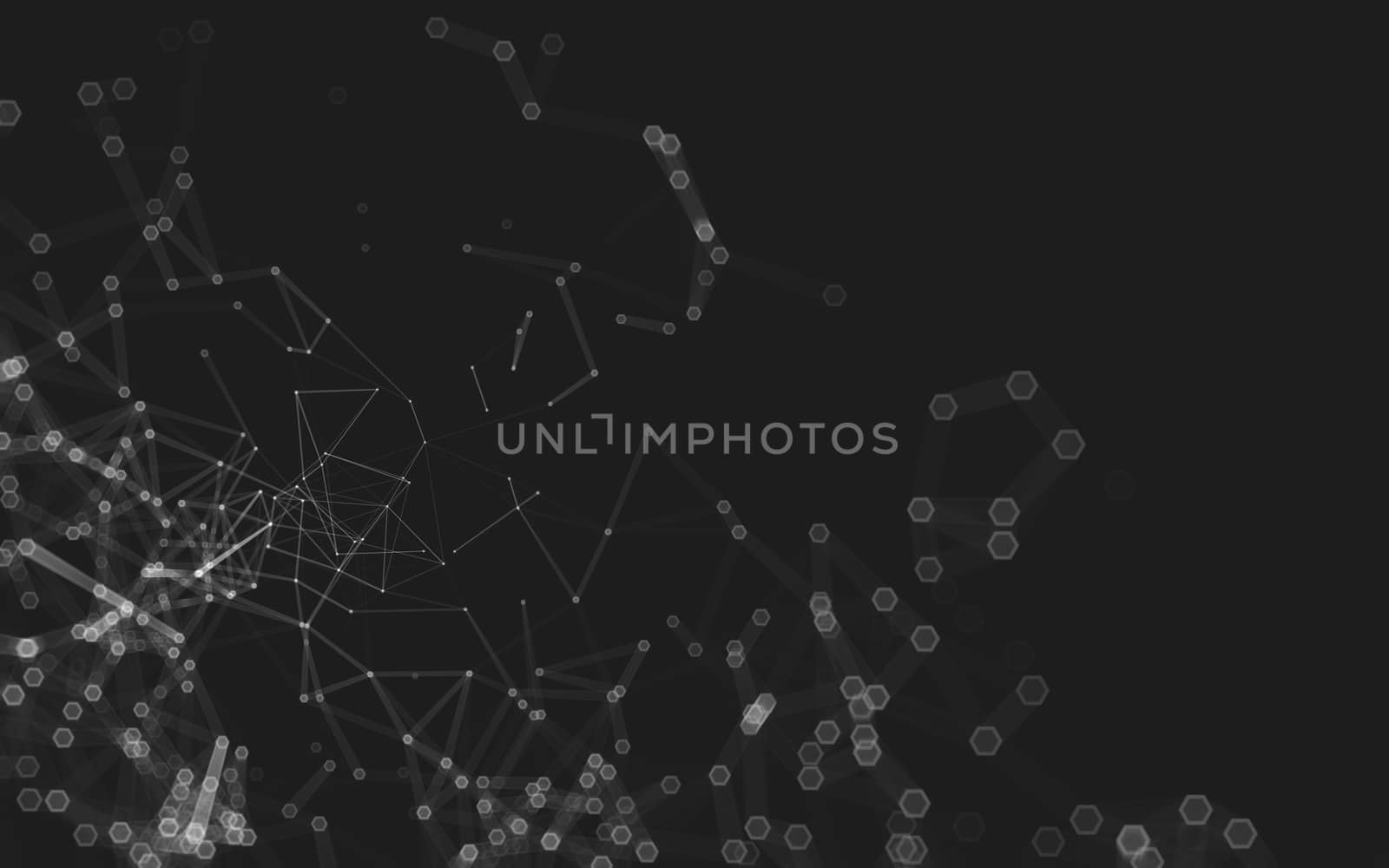 Abstract polygonal space low poly dark background with connecting dots and lines. Connection structure. 3d rendering