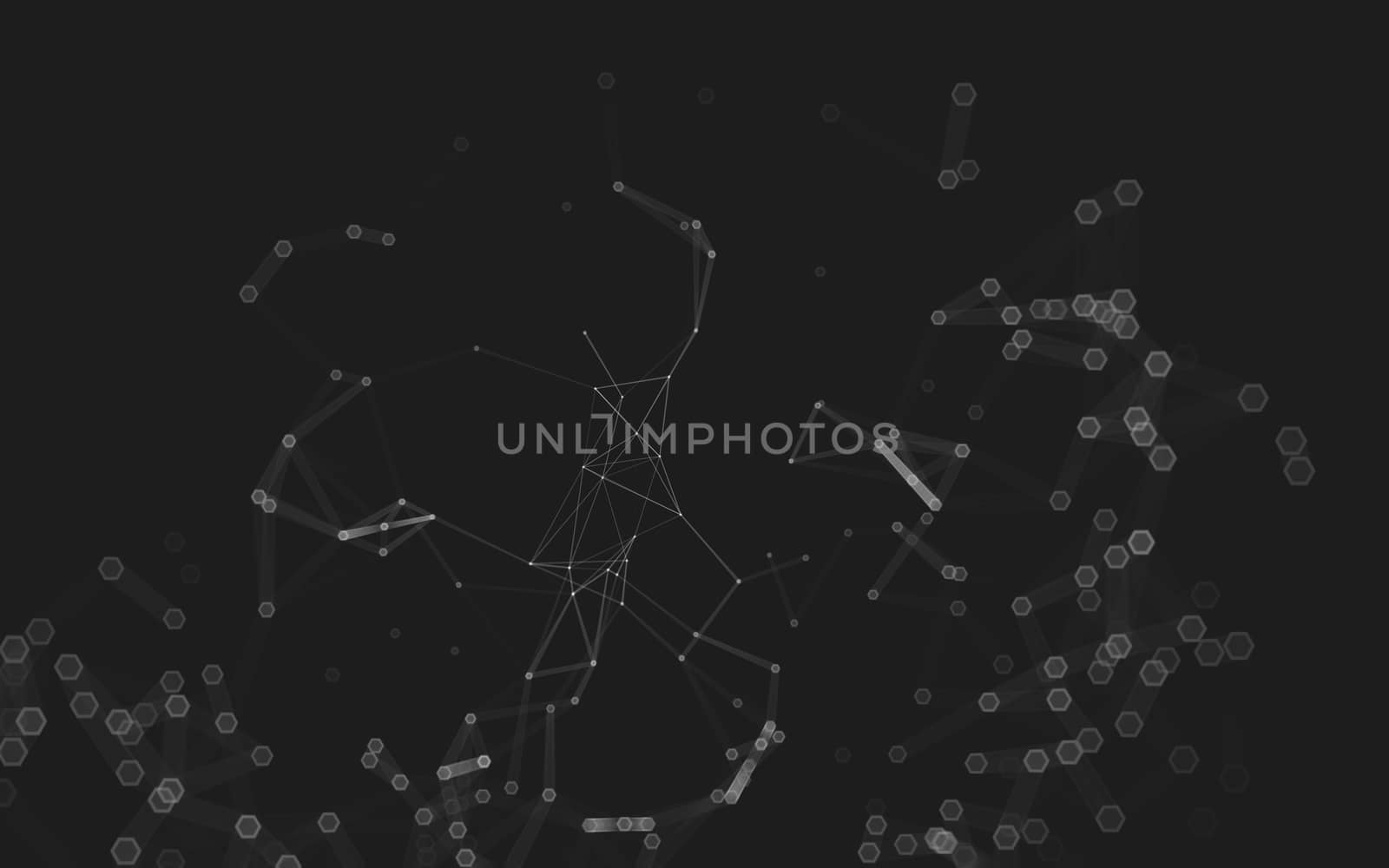 Abstract polygonal space low poly dark background with connecting dots and lines. Connection structure. 3d rendering