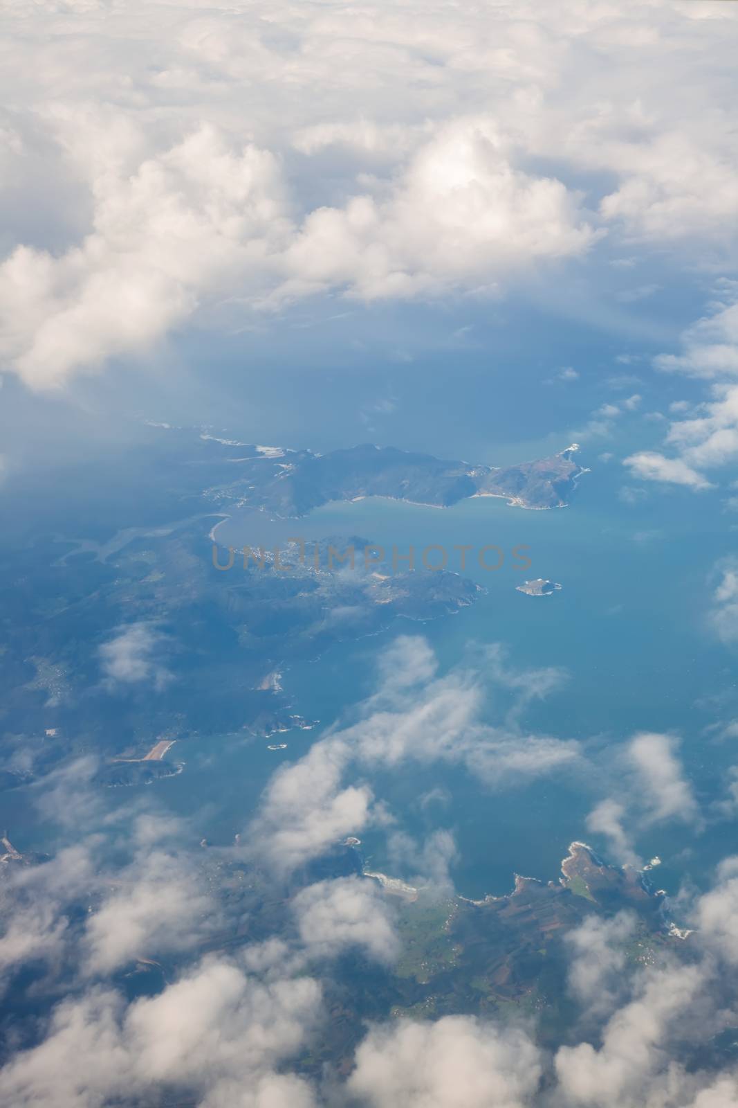 Fuerteventura Canarian island from plane window view by desant7474