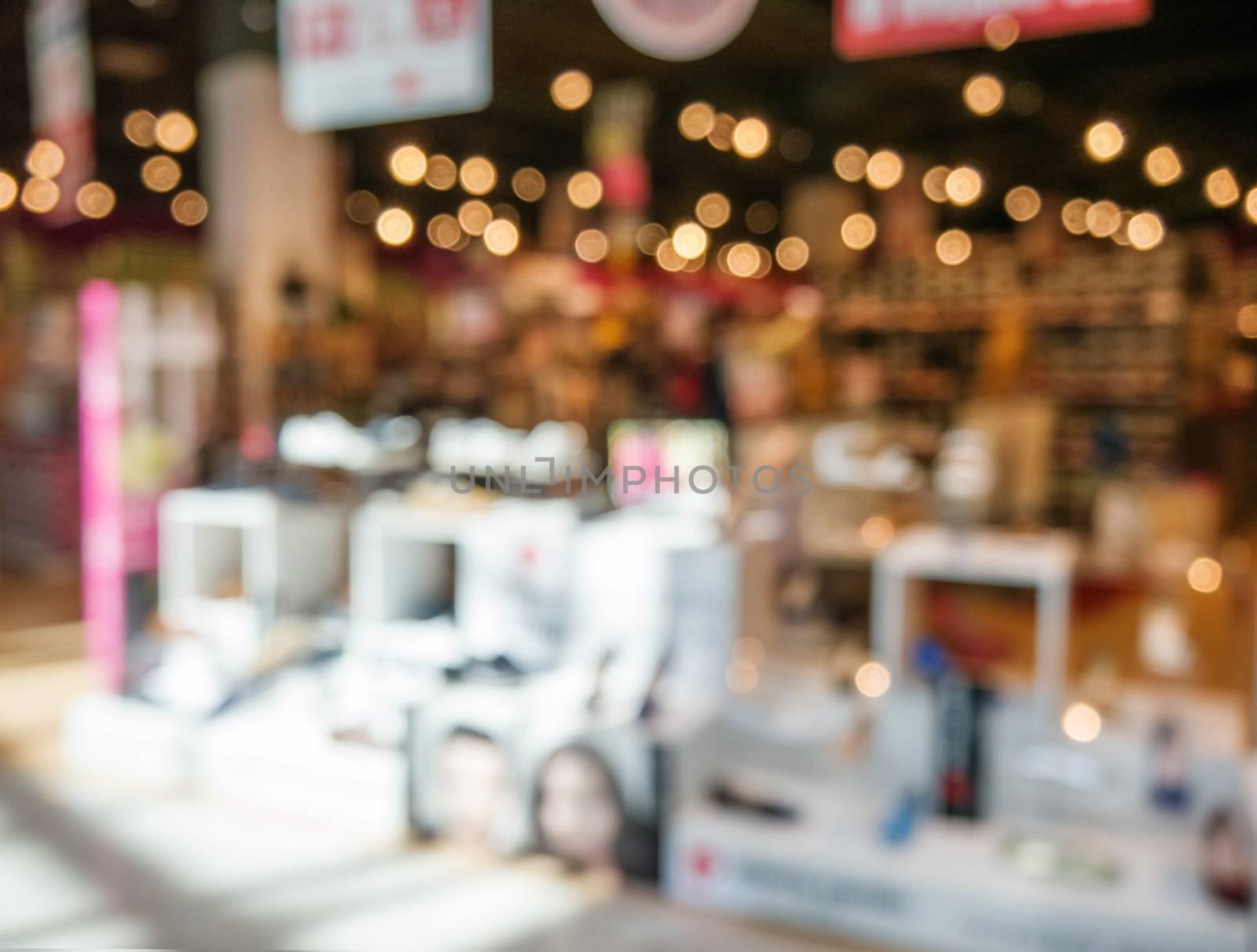 Shoe shop of shopping mall. Abstract background with shallow DOF