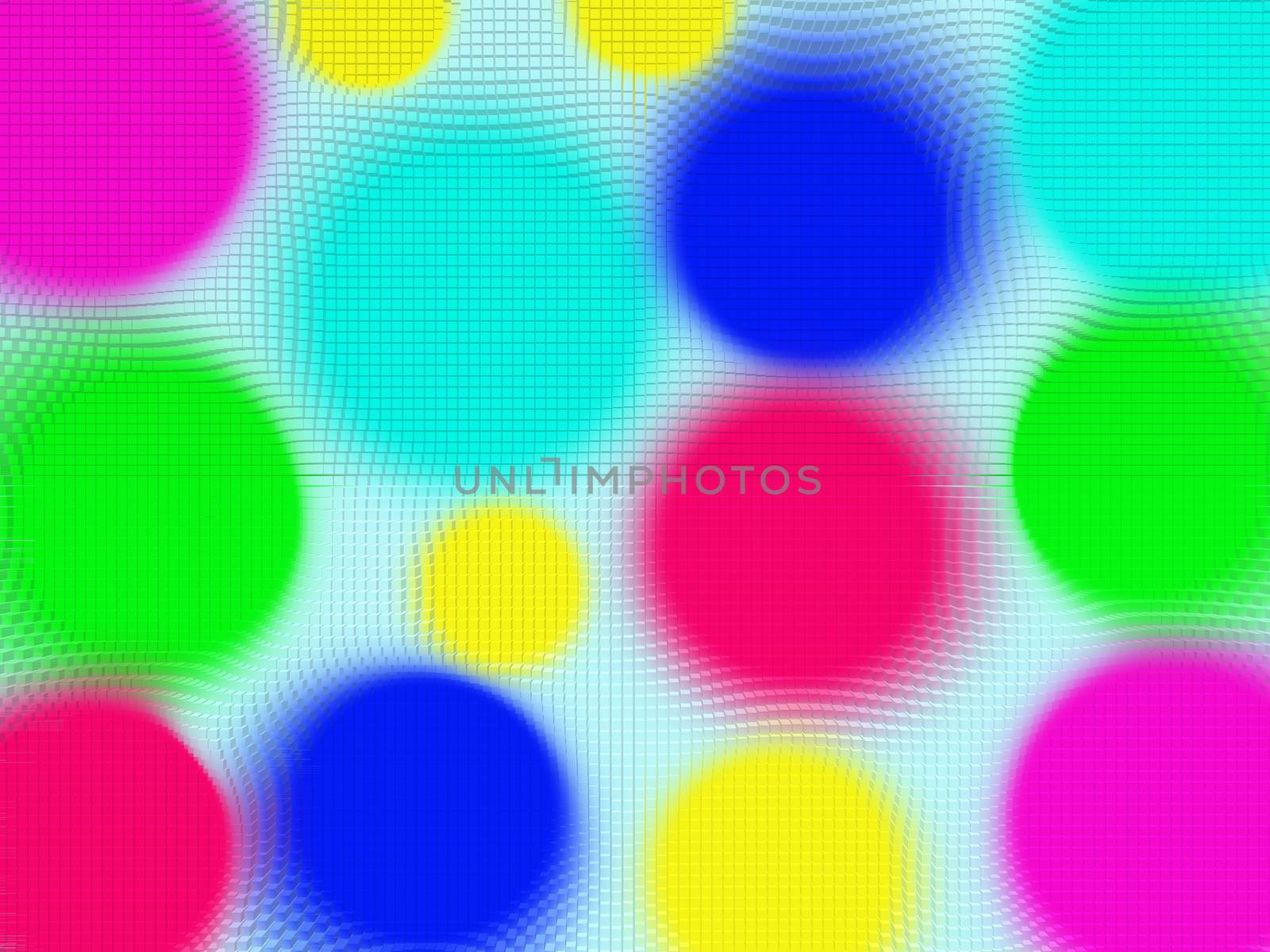 Abstract colorful background squeezing extruded multicolored bright geometric shapes circles 