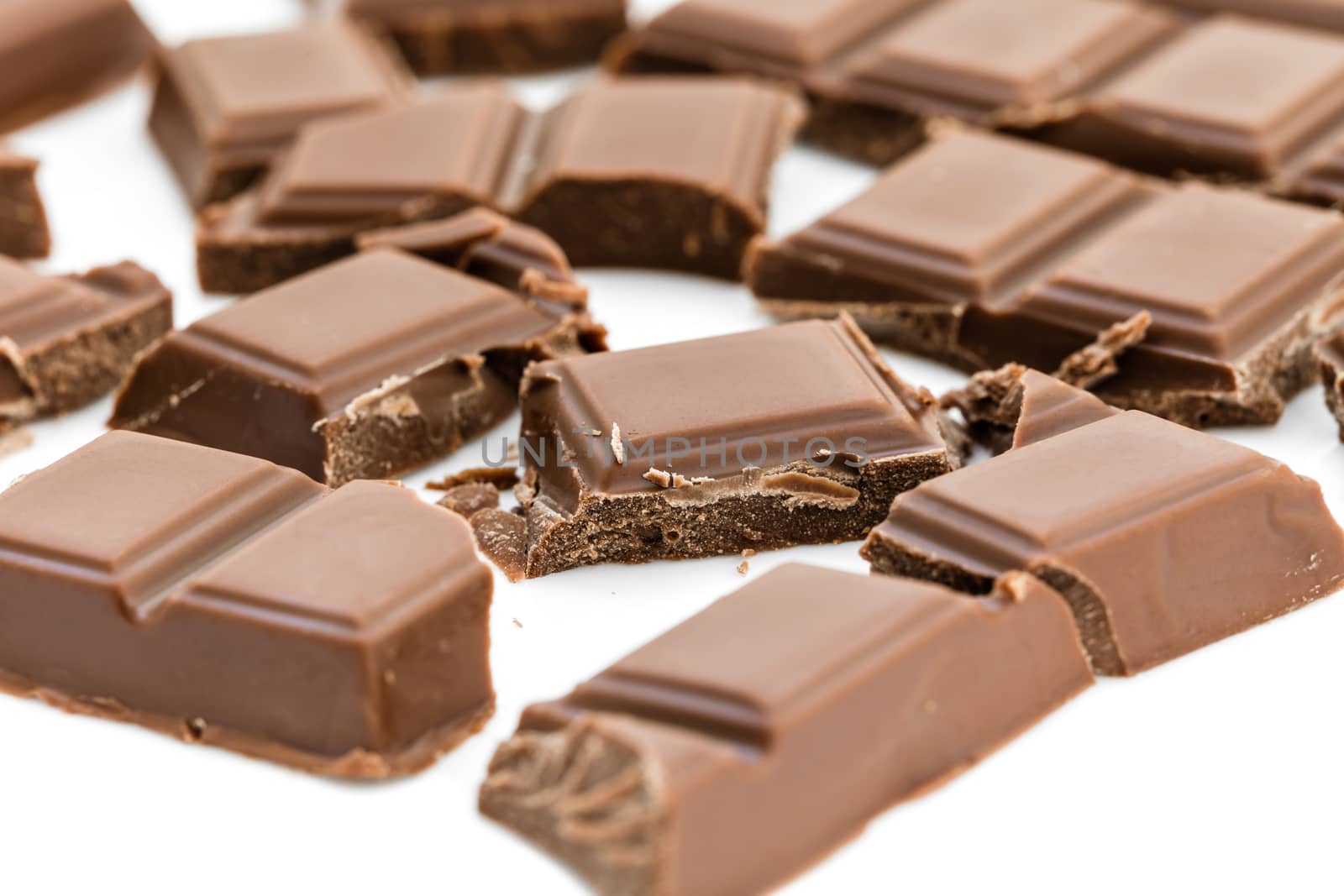 milk chocolate bar close-up on white background
