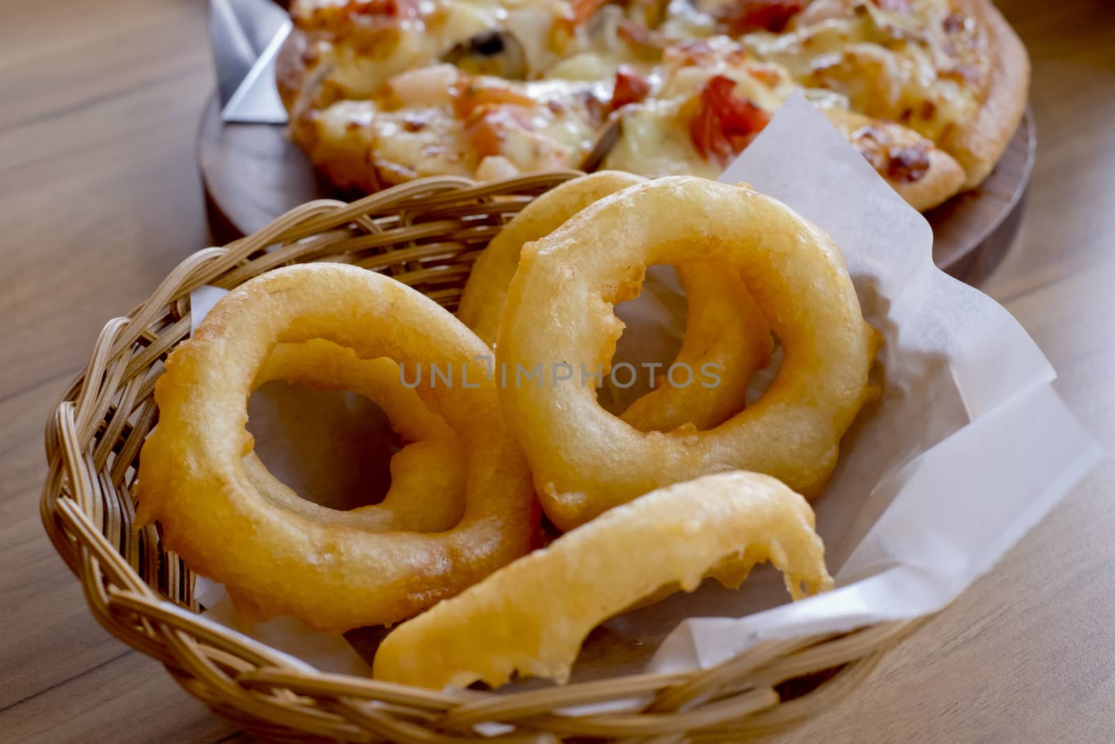 Fried onion rings. Side Dish.Fast food