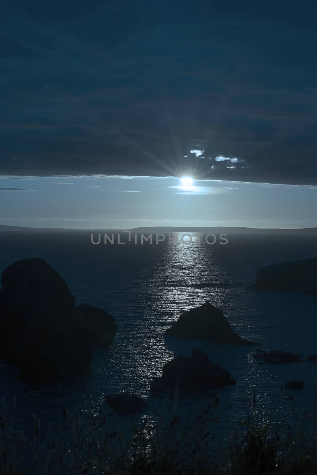 blue toned wild atlantic way sunset by morrbyte