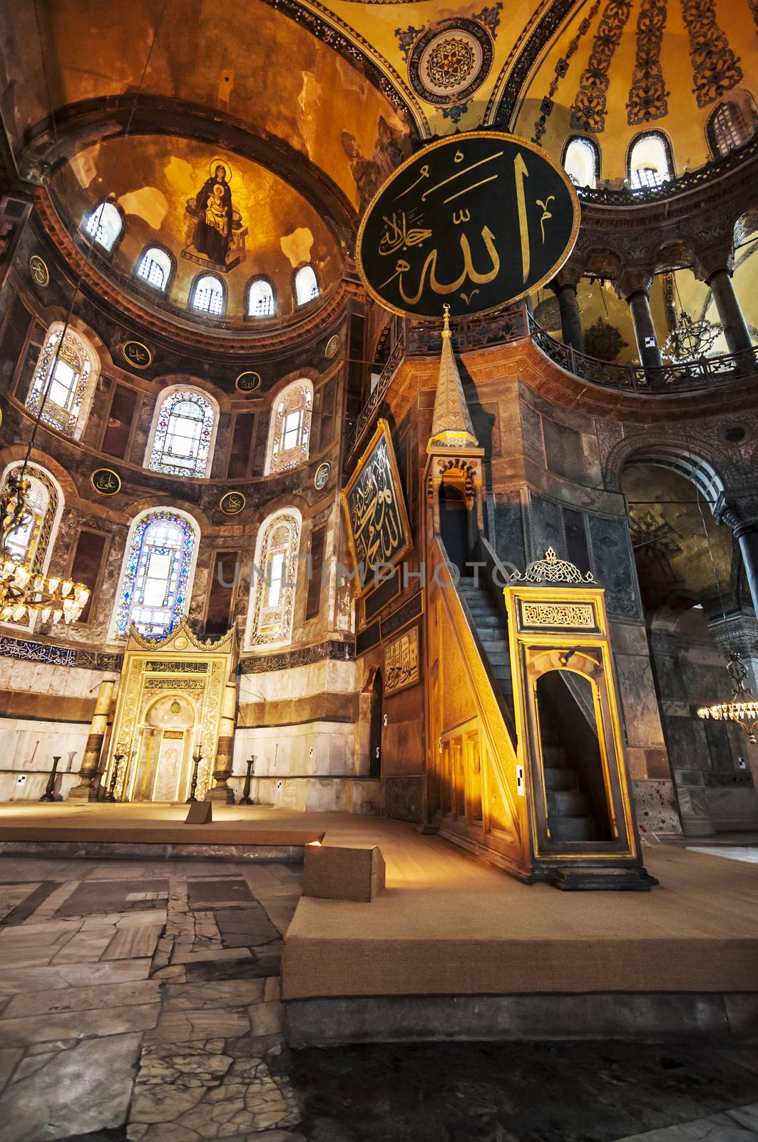 inside the basilica of Hagia Sophia, istanbul