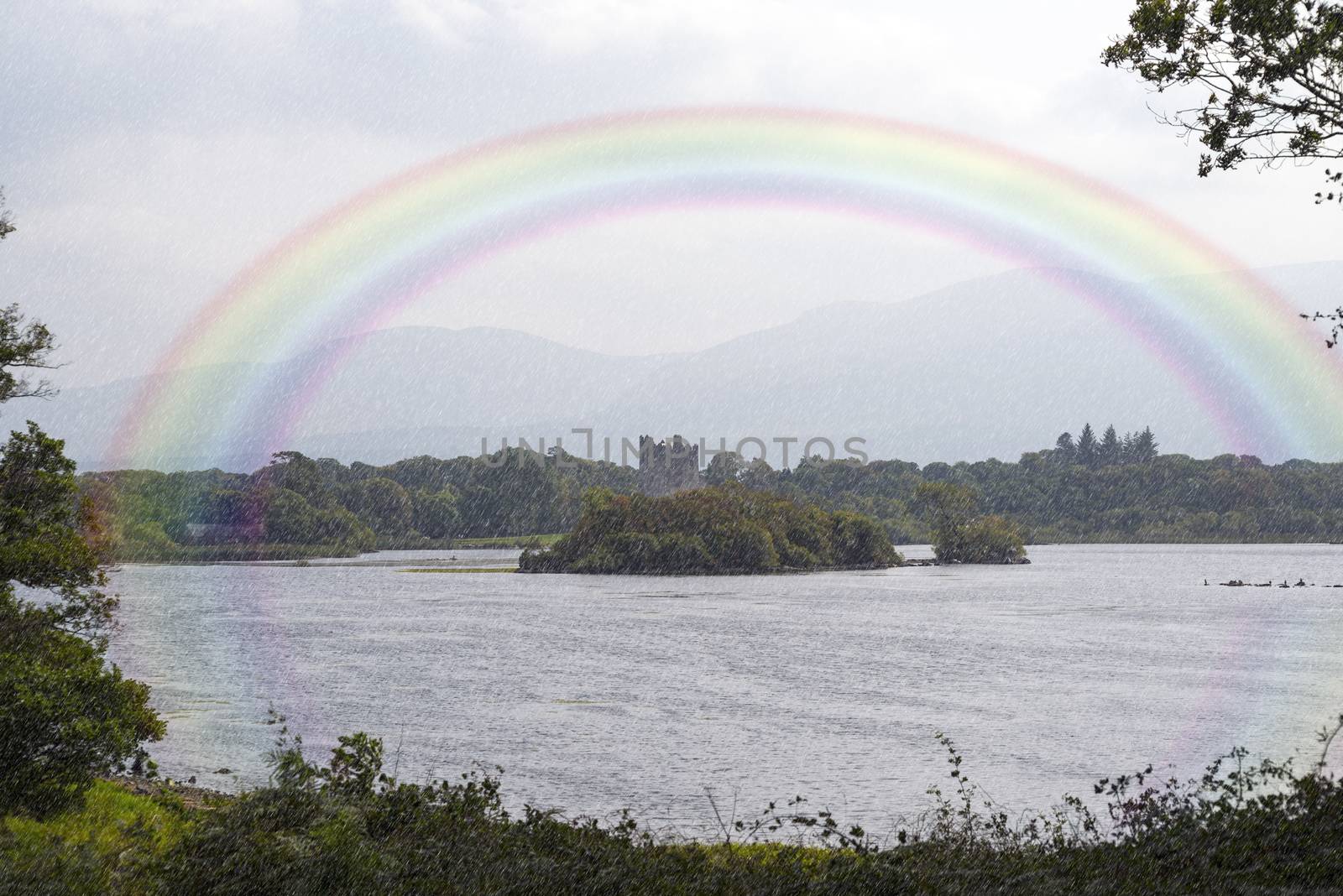 rainbow view of ross castle by morrbyte