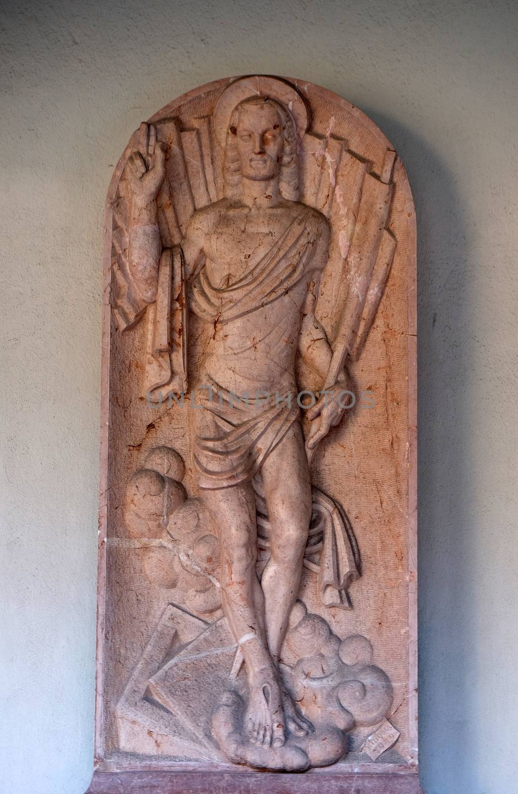 Risen Christ, Cemetery in St. Gilgen on Wolfgang See lake, Austria