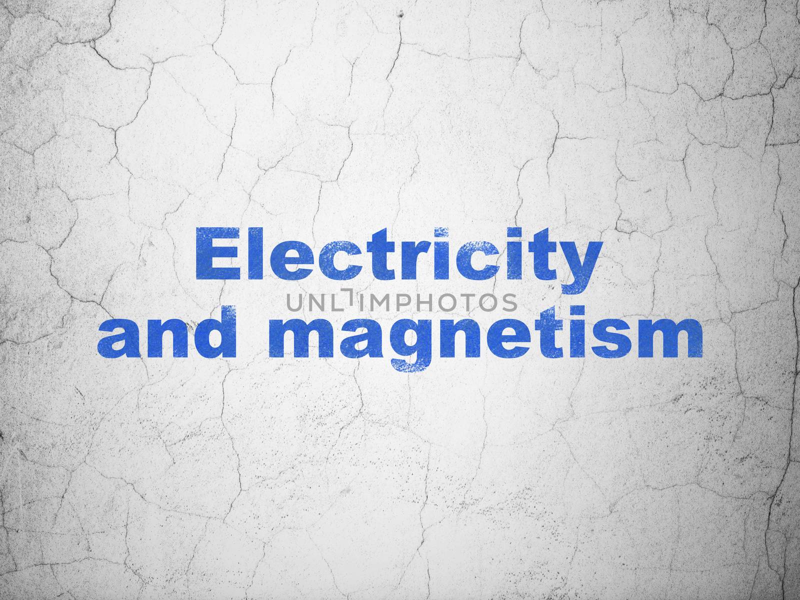 Science concept: Blue Electricity And Magnetism on textured concrete wall background