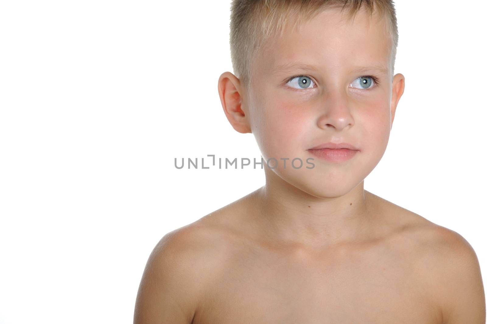 Image of cute baby boy, closeup portrait of adorable child