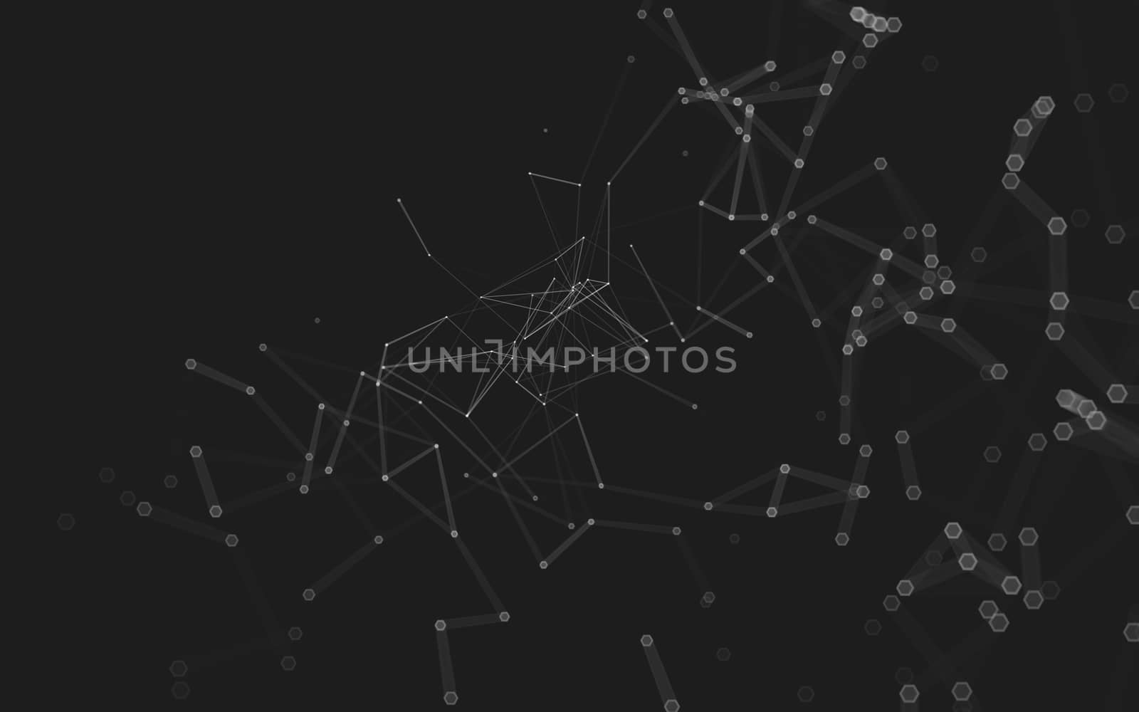 Abstract polygonal space low poly dark background with connecting dots and lines. Connection structure. 3d rendering