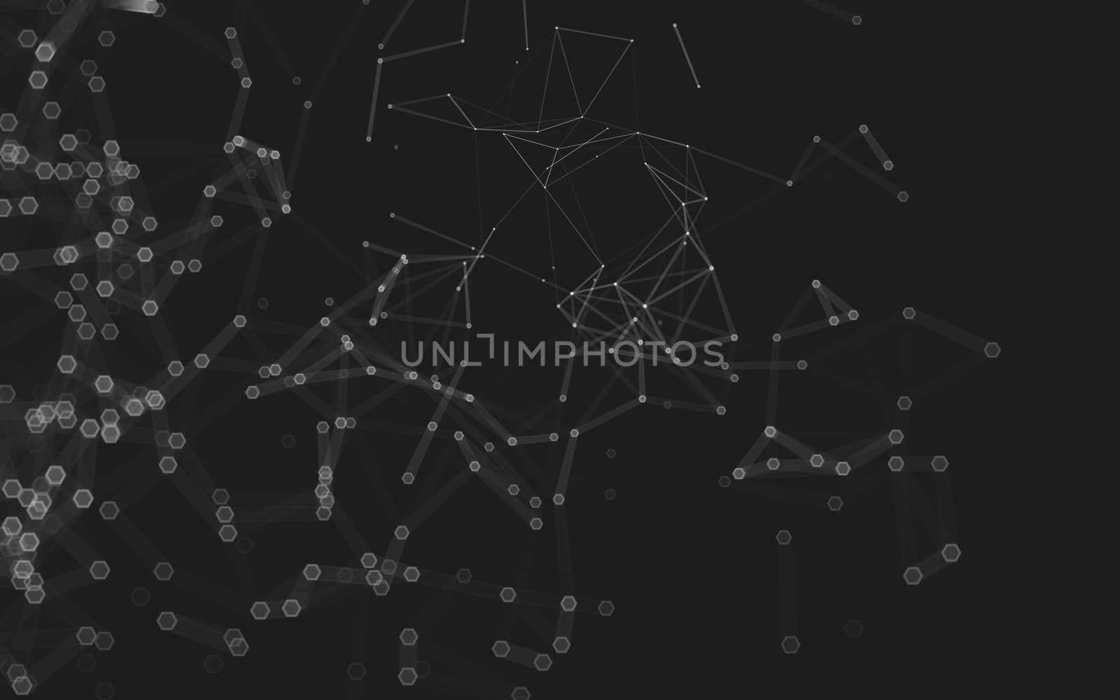 Abstract polygonal space low poly dark background with connecting dots and lines. Connection structure. 3d rendering