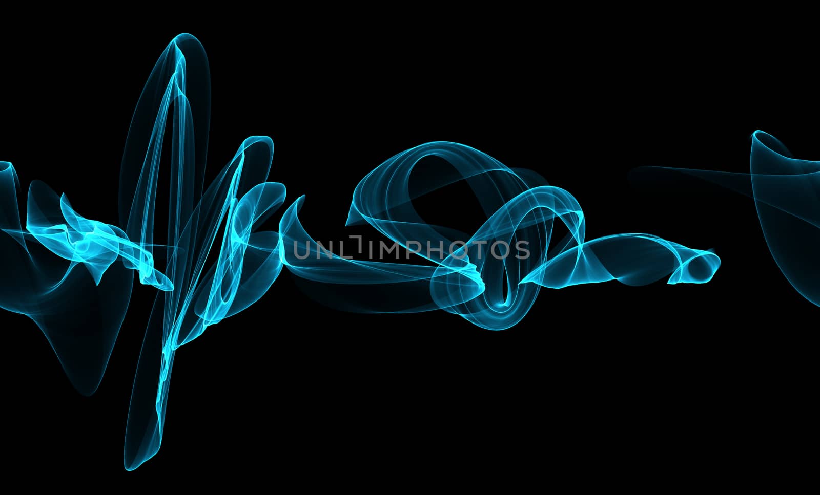 glowing blue curved lines and sircles over dark Abstract Background. seamless Illustration horizontal pattern