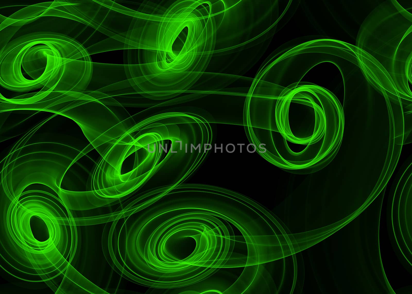 glowing green curved lines and sircles over dark Abstract Background. seamless Illustration pattern. by skrotov