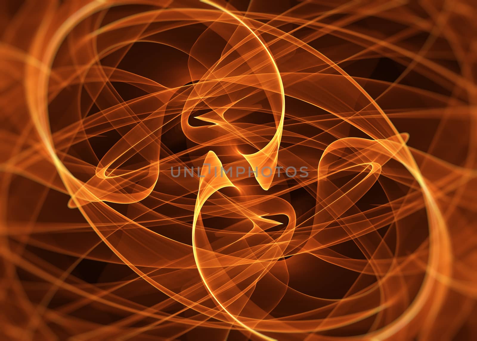 glowing red orange curved lines over dark Abstract Background. Illustration