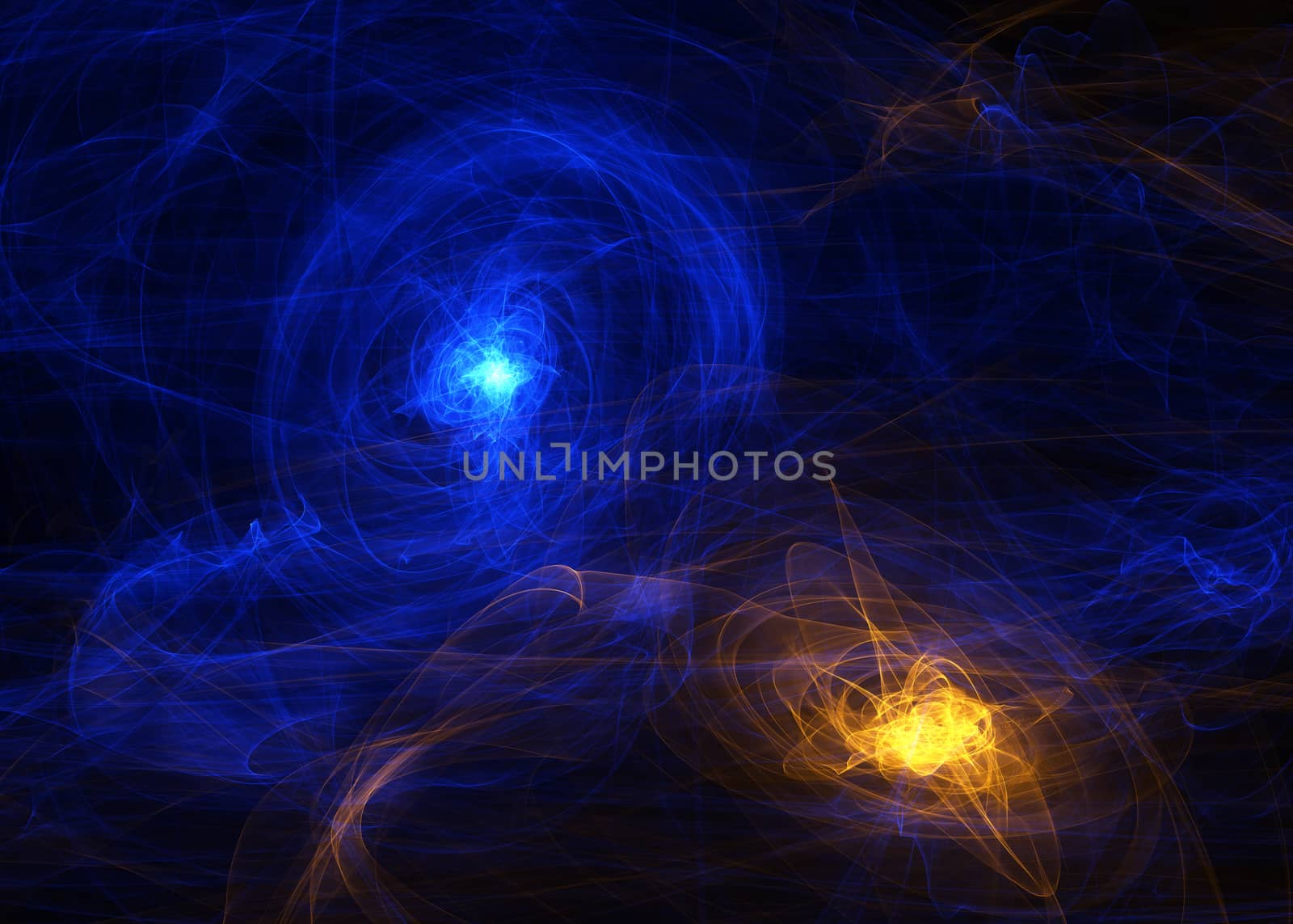 glowing blue and orange curved lines universe over dark Abstract Background. Illustration. with copyspace by skrotov