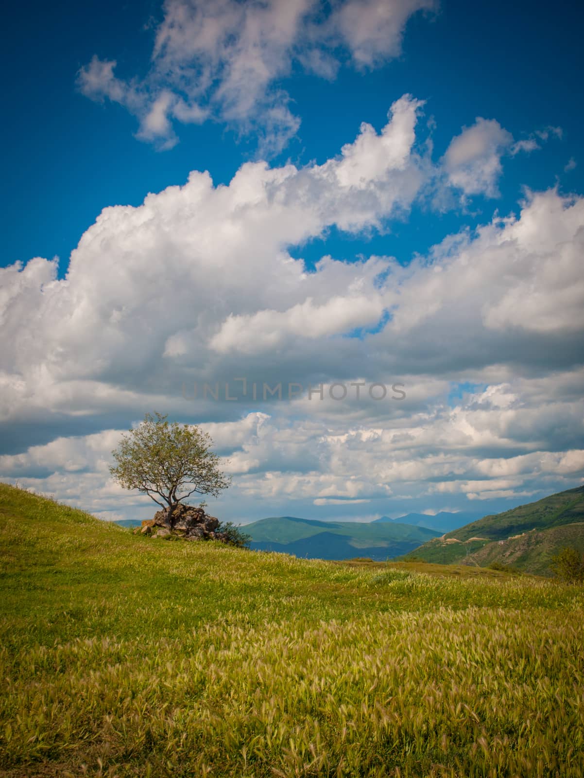 Panoramic view of the Caucasus mountains in Georgia