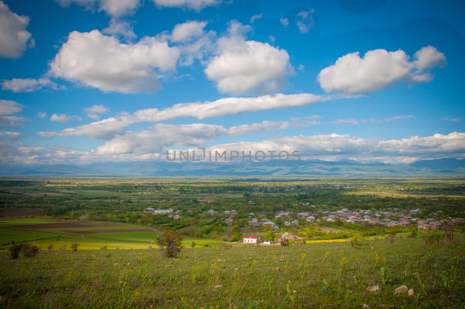 Panoramic view of the Caucasus mountains in Georgia