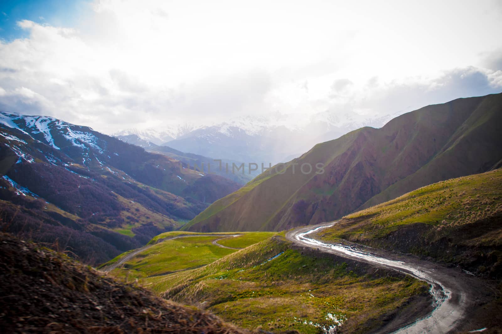 Panoramic view of the Caucasus mountains in Georgia