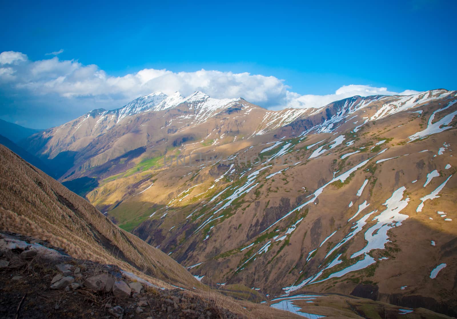 Panoramic view of the Caucasus mountains in Georgia