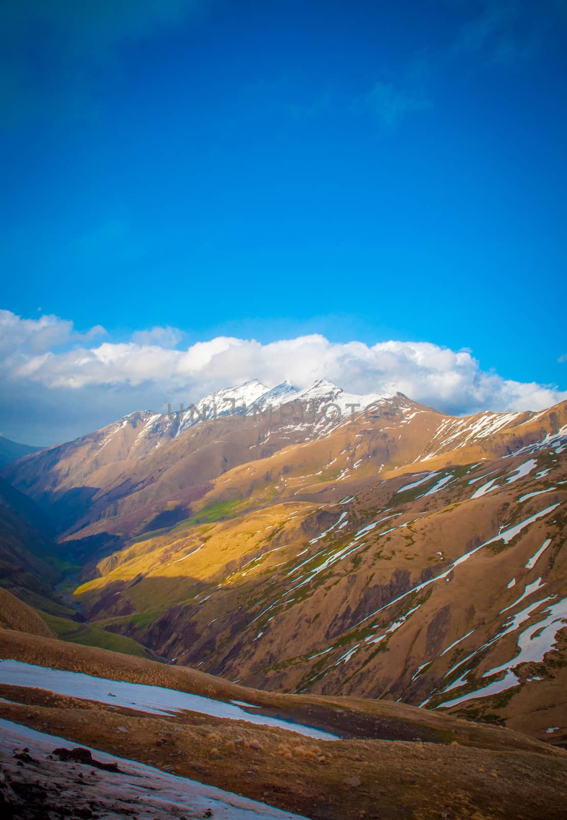 Panoramic view of the Caucasus mountains in Georgia