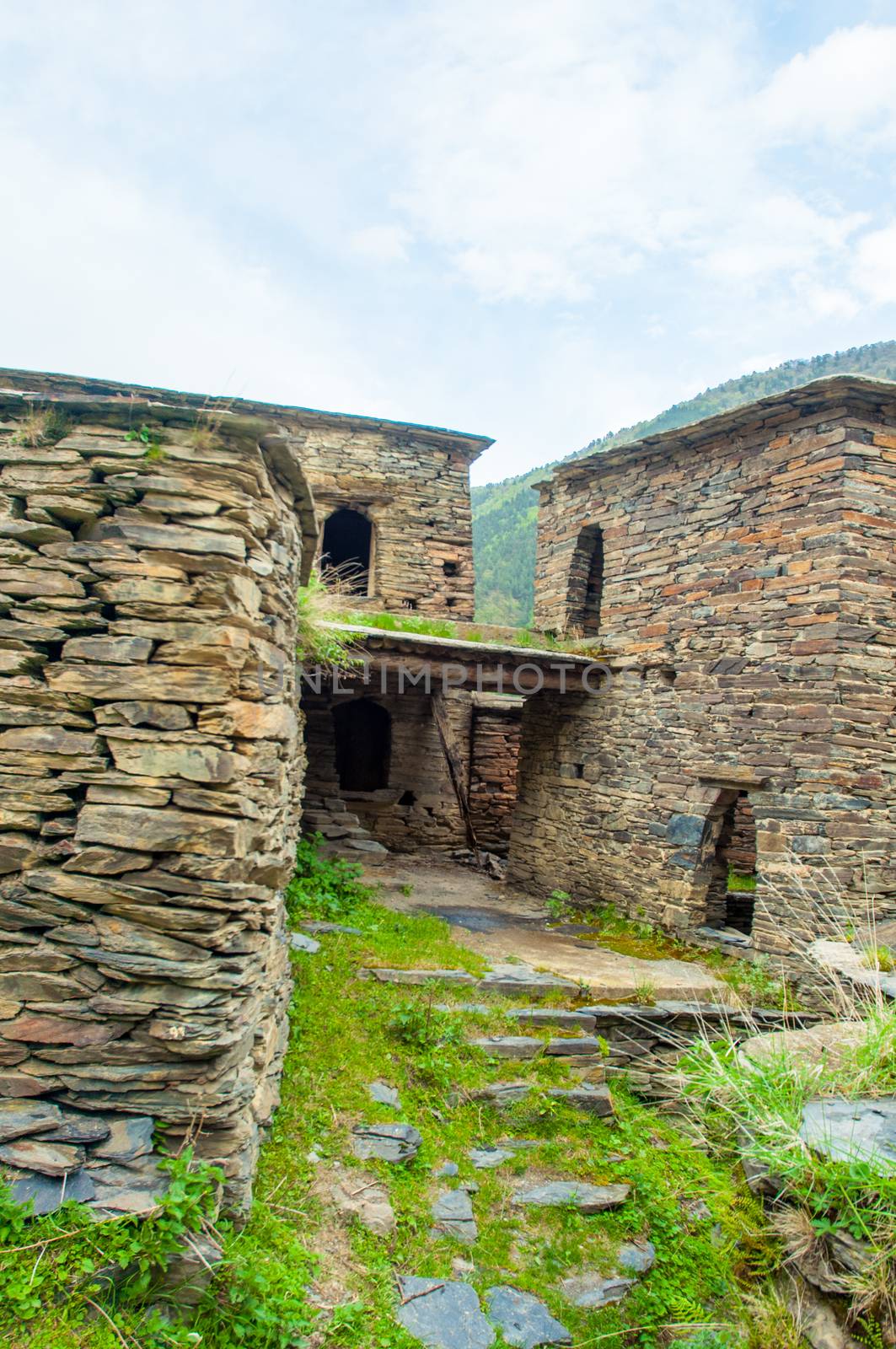 Shatili mountain village in historical region of Georgia Khevsureti