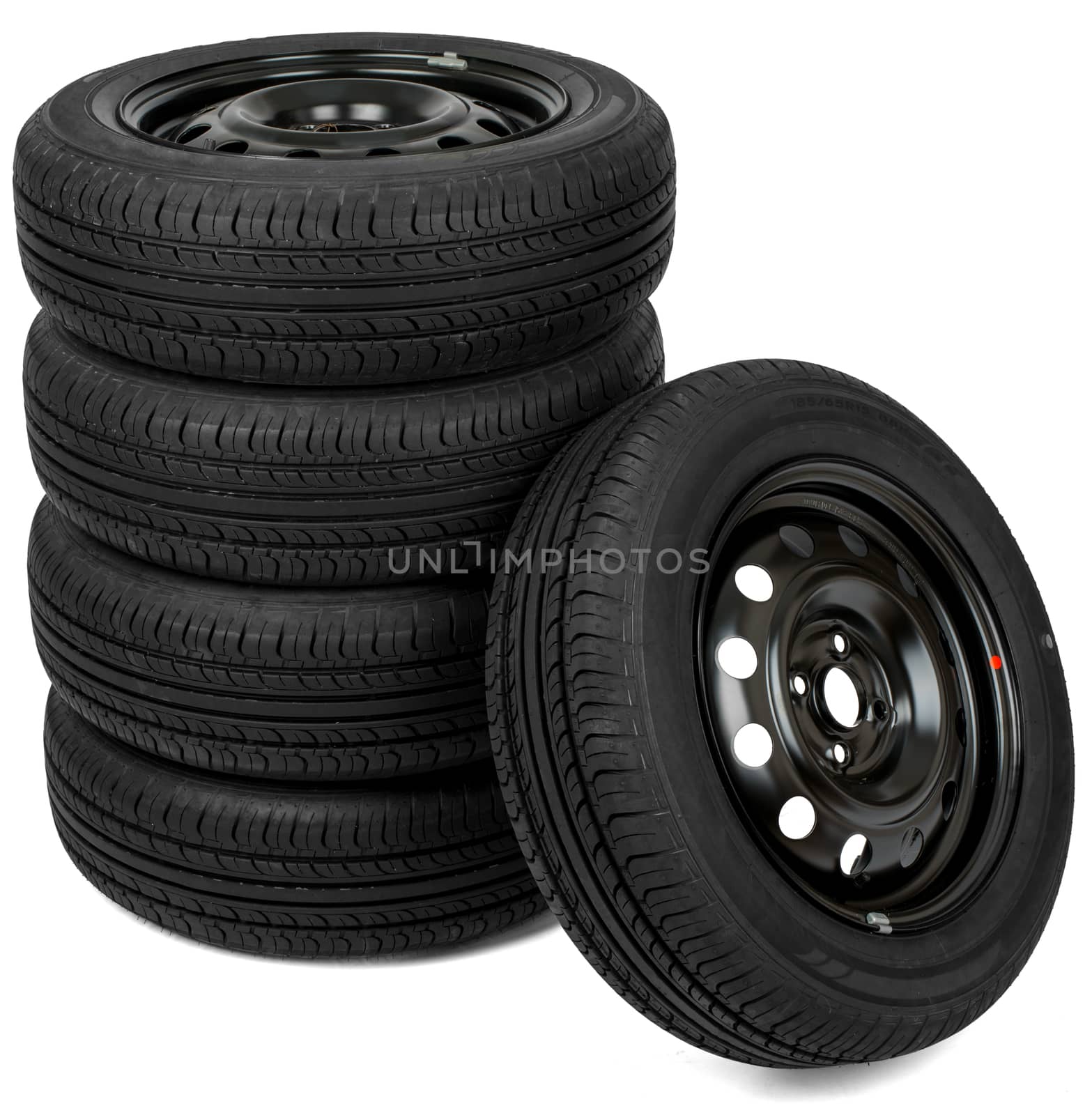 Stack of wheels. Isolated. Front view by cherezoff