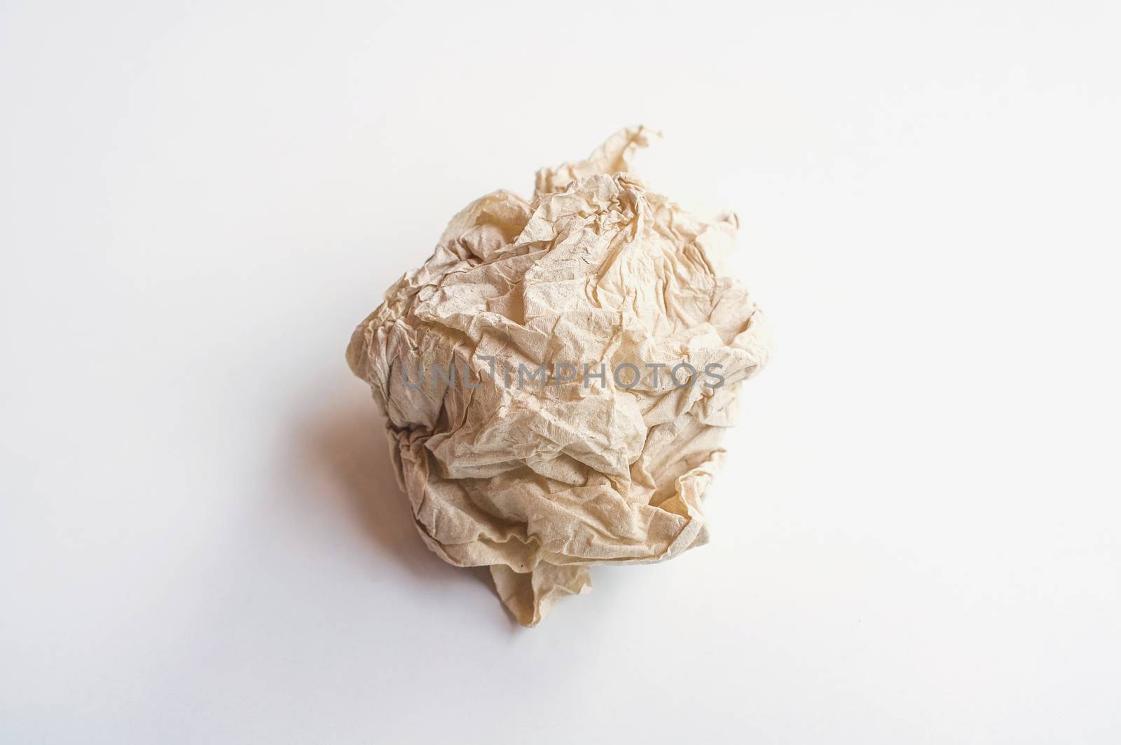 Crumpled paper on white background by koson