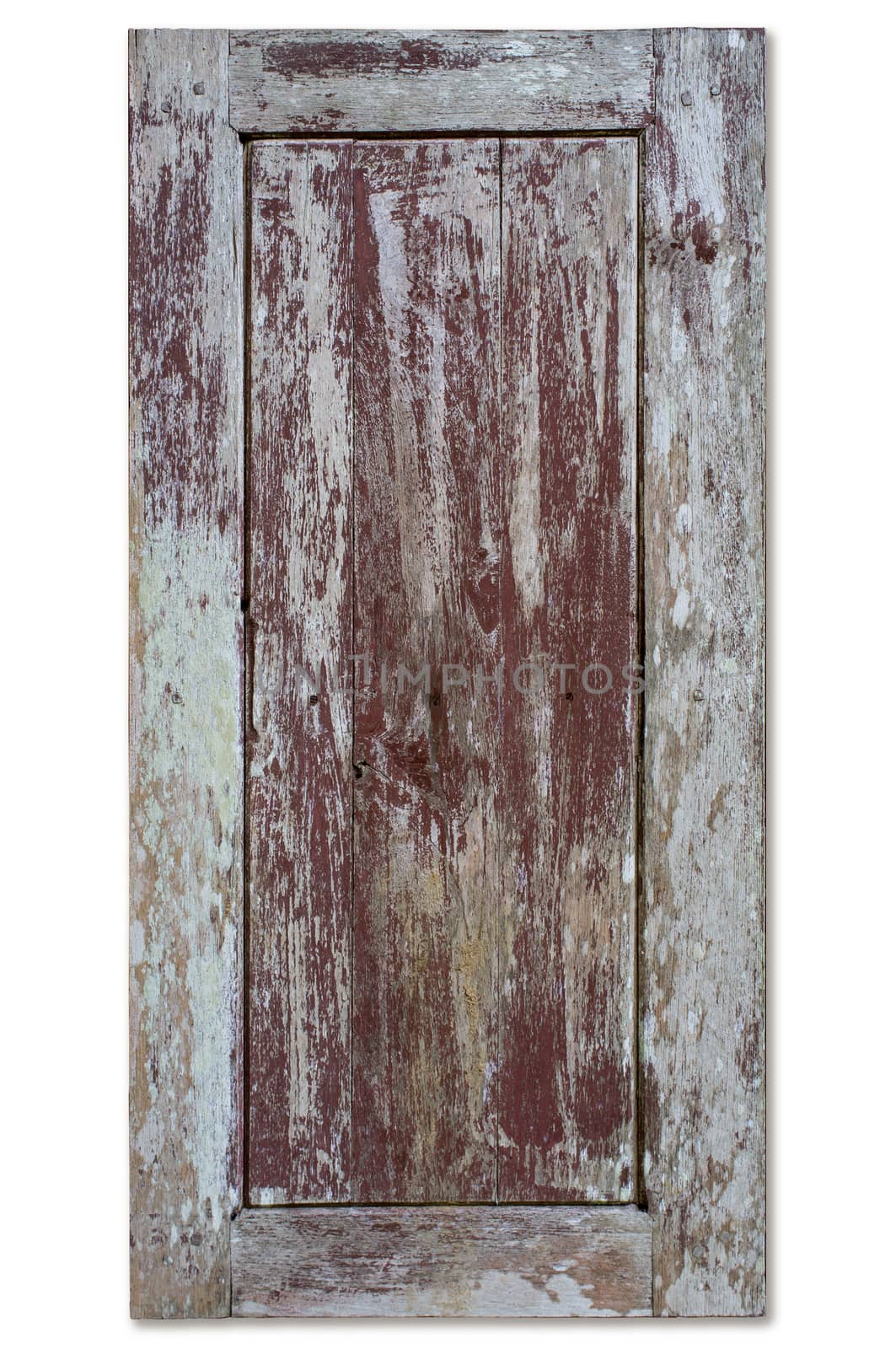 old, grunge wood panels on white background, vintage style