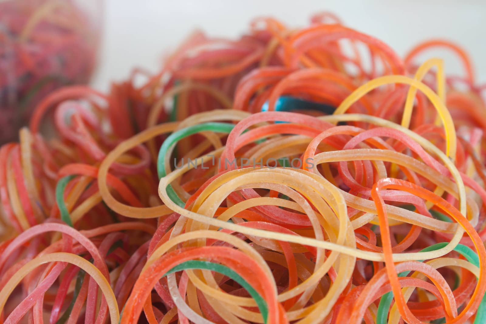 Multi-colored rubber bands The spools