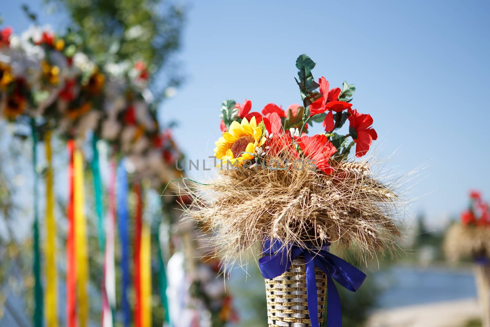 Traditional ukrainian wedding decorations outdoors
