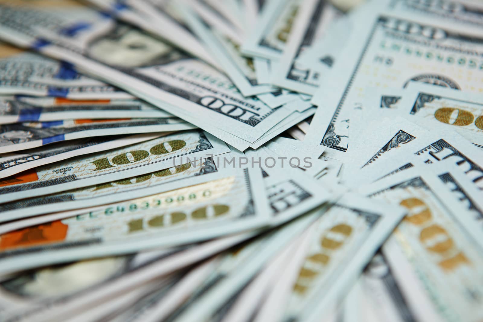 Macro shot of a 100 dollars. Dollar banknotes 100 Dollars currency of the United States useful as a background
