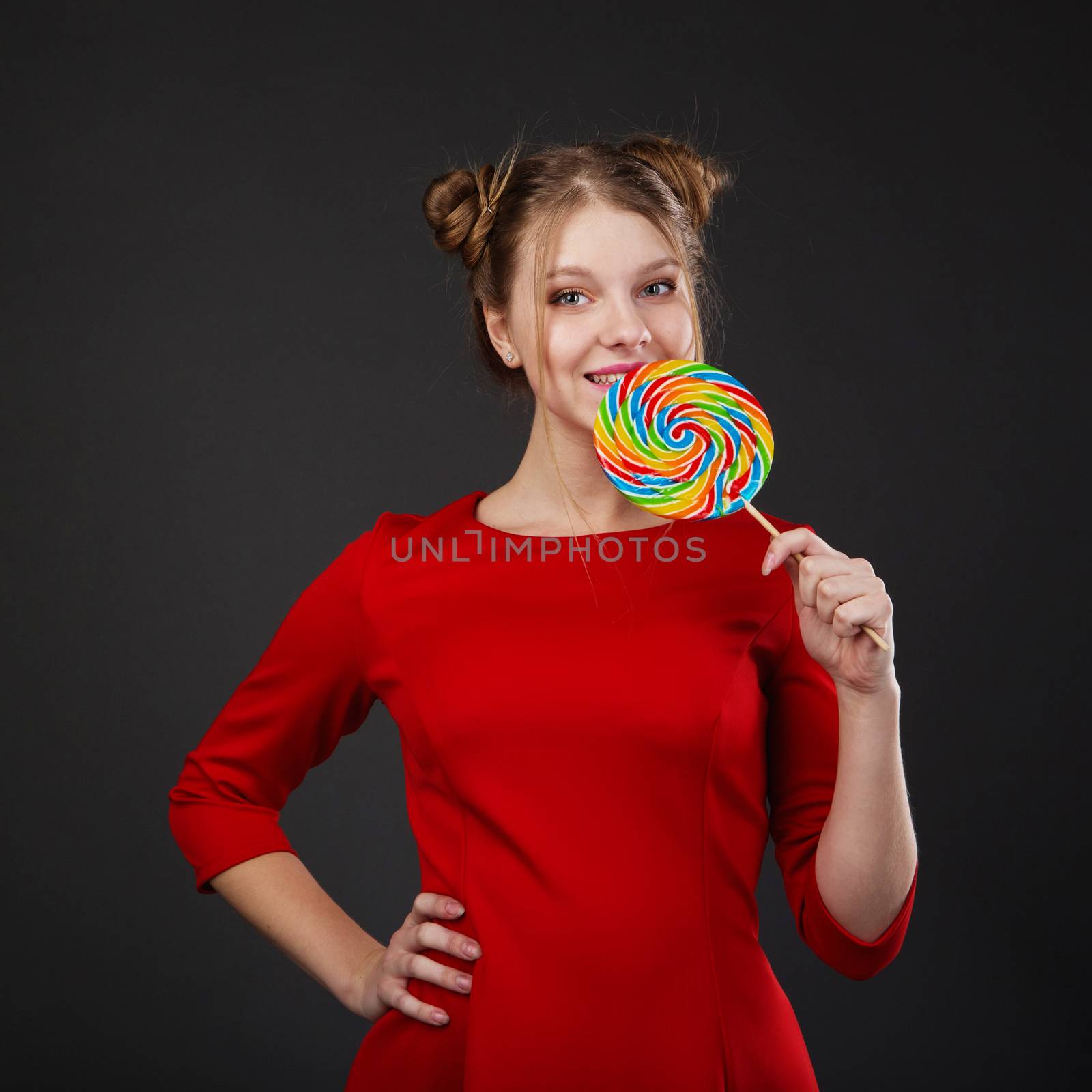 Funny girl with a lollipop by natazhekova