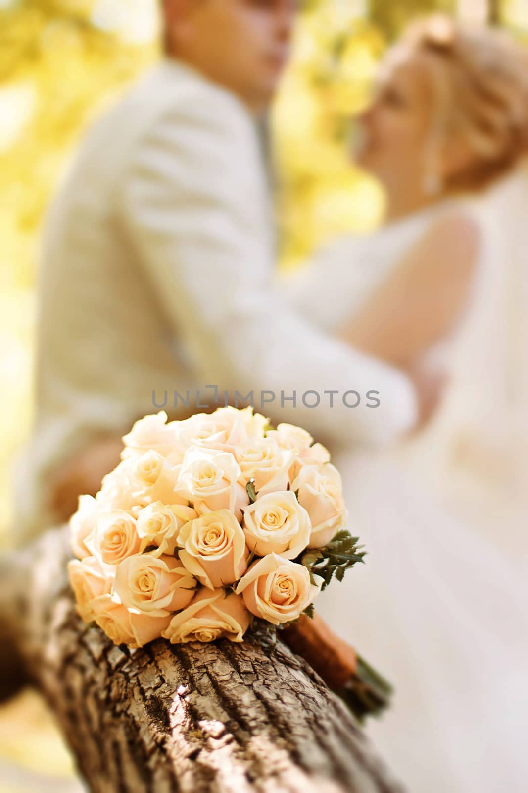 bridal bouquet of roses against the background of the bride and by natazhekova