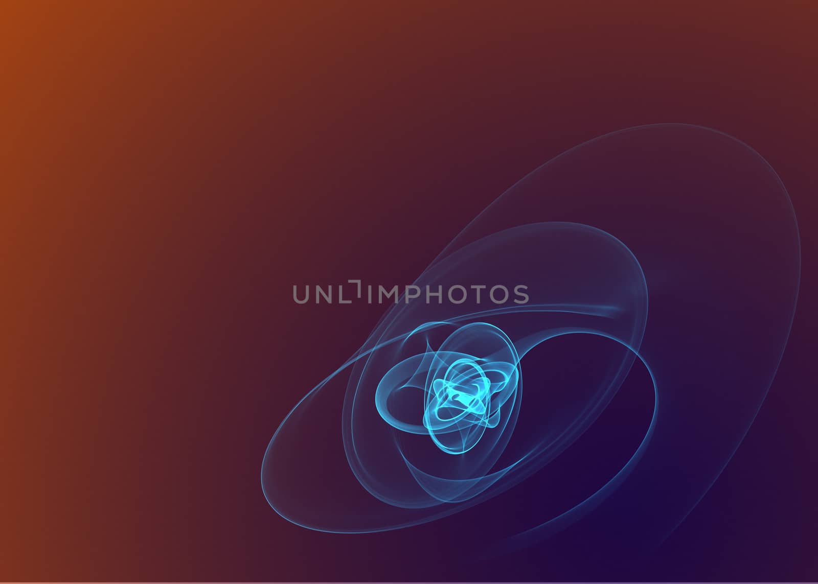 glowing blue curved lines universe over orange violet Abstract Background. Illustration with copyspace.