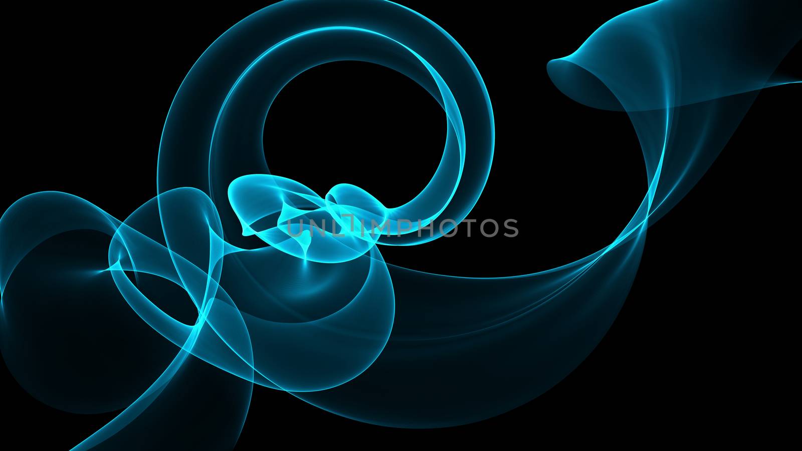 abstract blue  smoke over black background with copyspace.