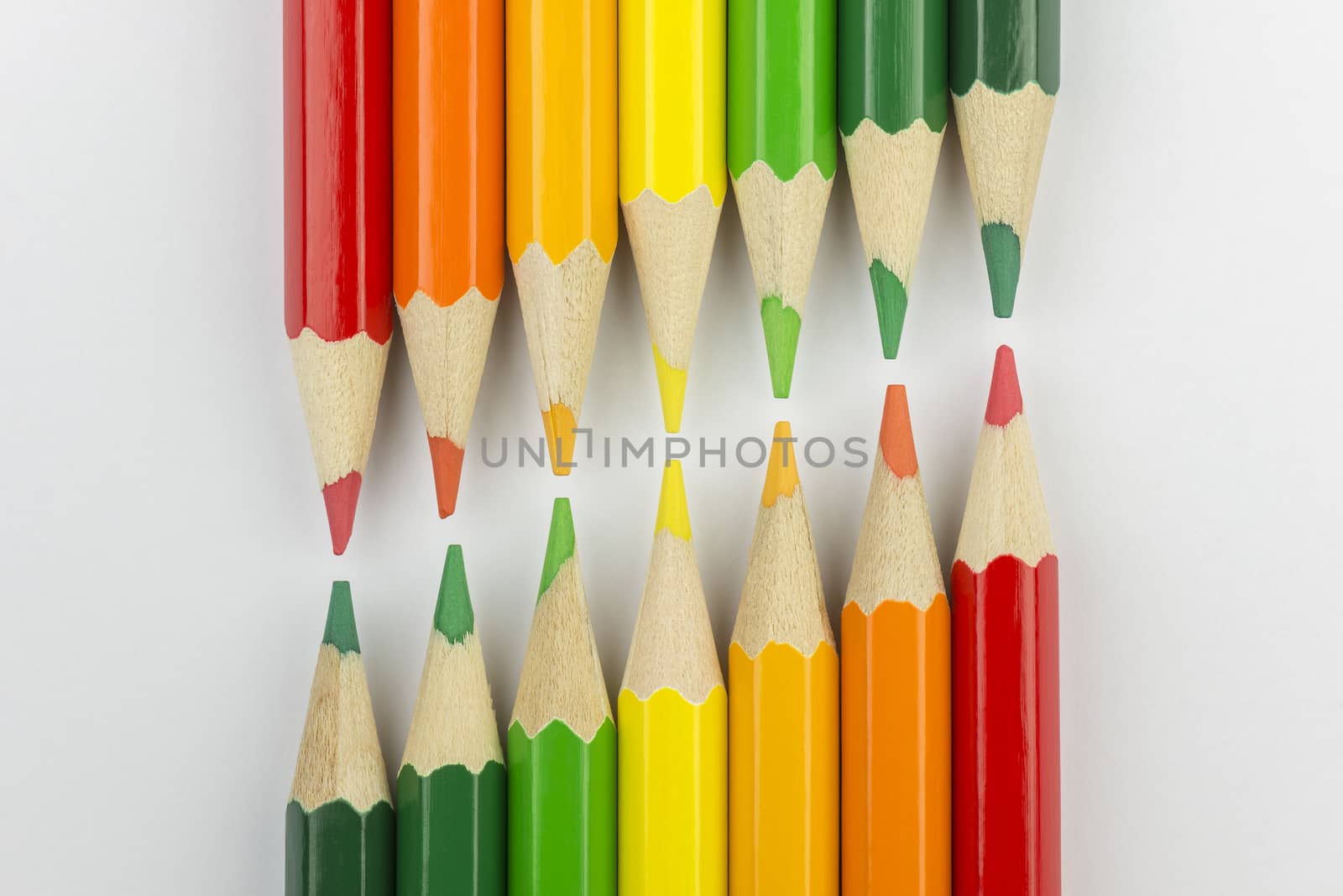 Conceptual crayons as double energy label colors by Tofotografie