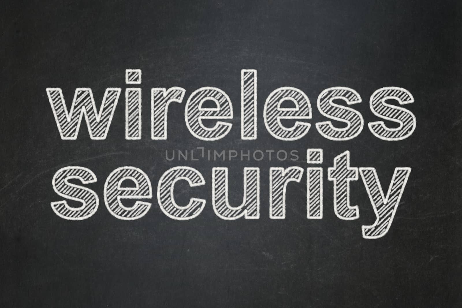 Privacy concept: text Wireless Security on Black chalkboard background