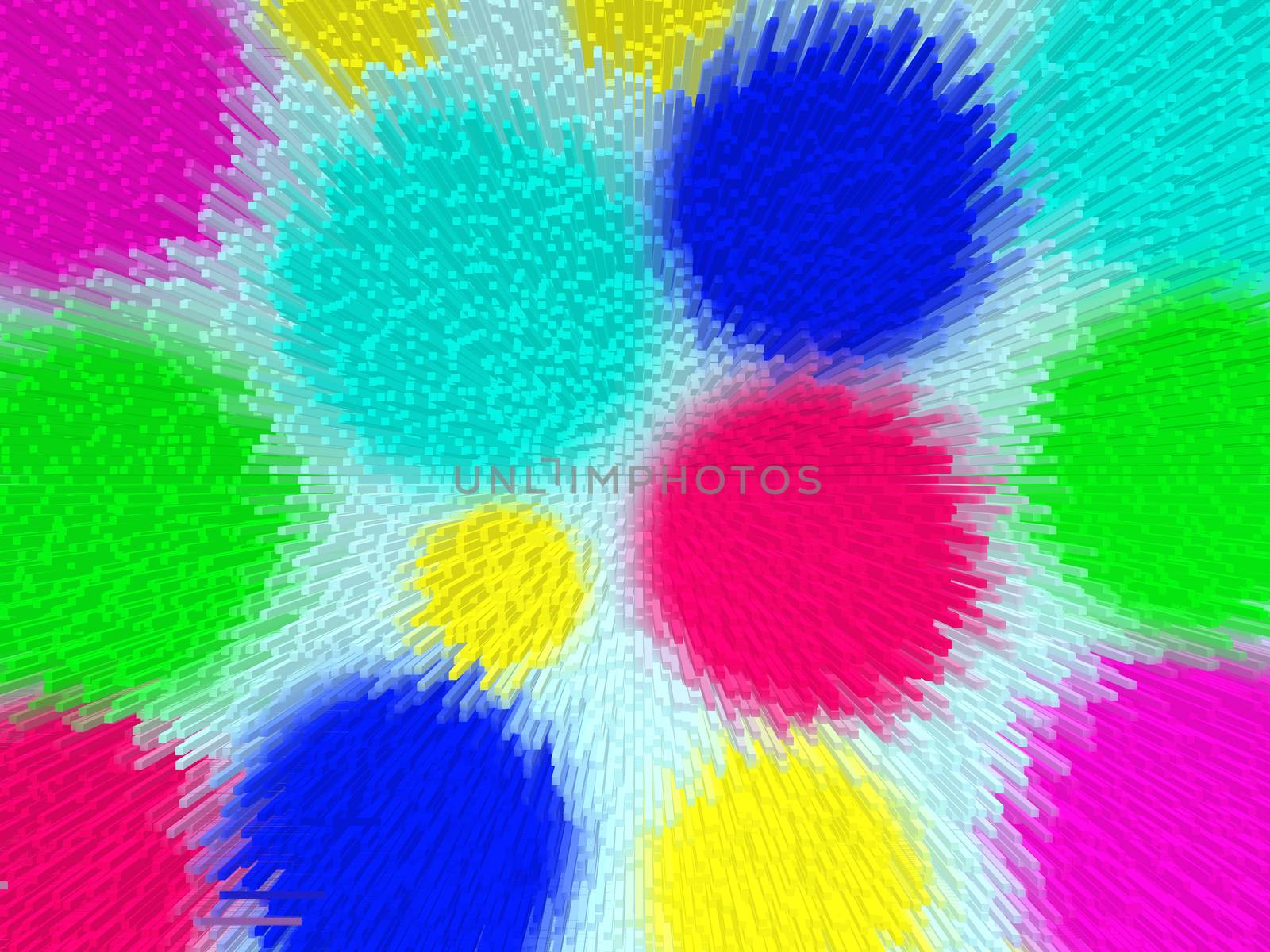 Abstract colorful background squeezing extruded multicolored bright geometric shapes circles illustration