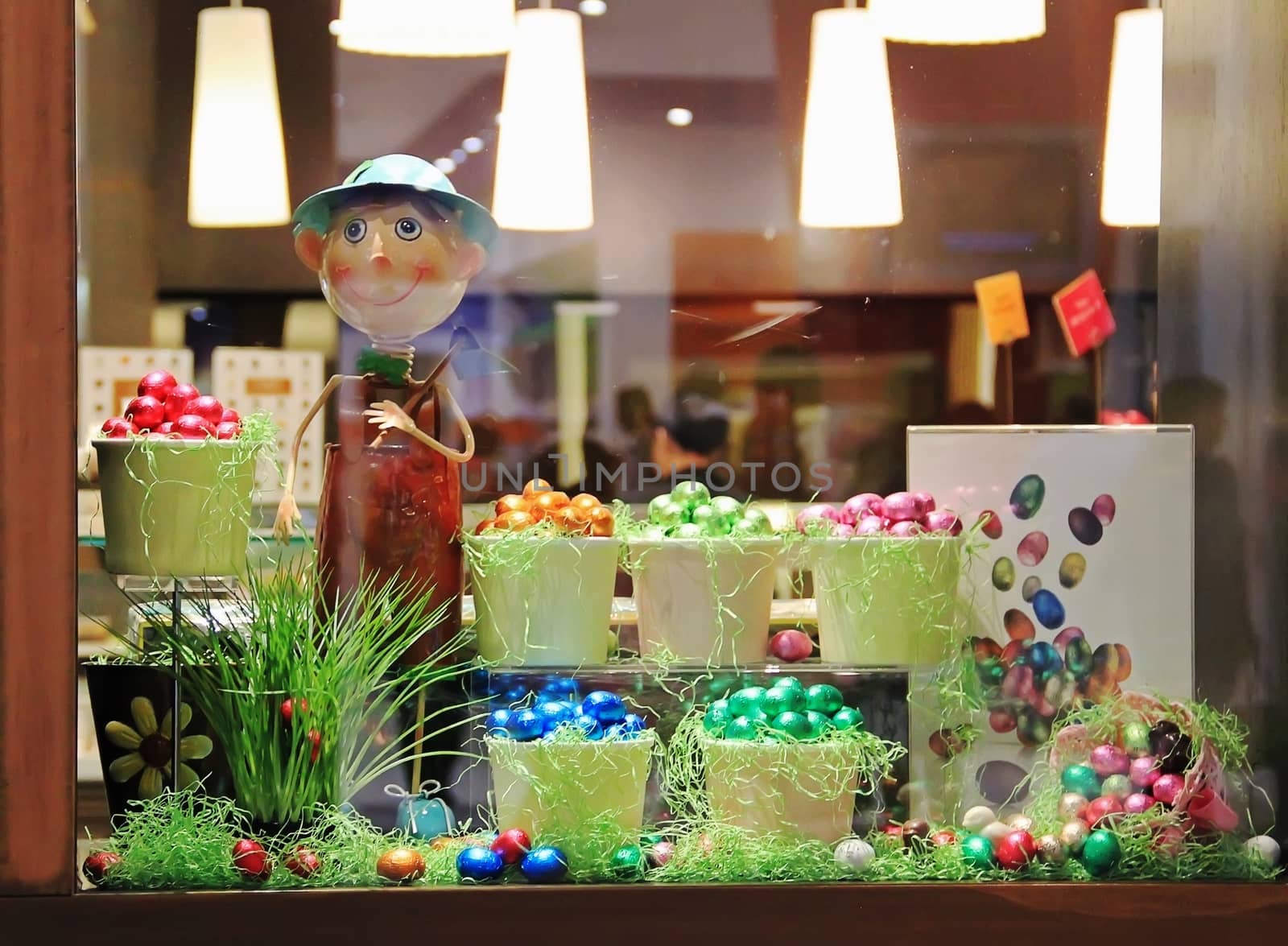 decorations, sweets in a shop window, shopping mall, supermarket children