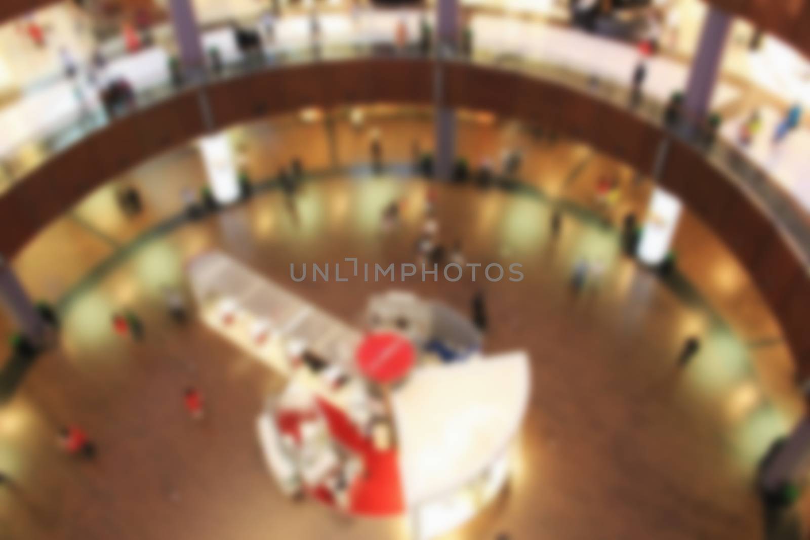 shopping center i Mall, top view inside, boutiques and people ma by KoliadzynskaIryna