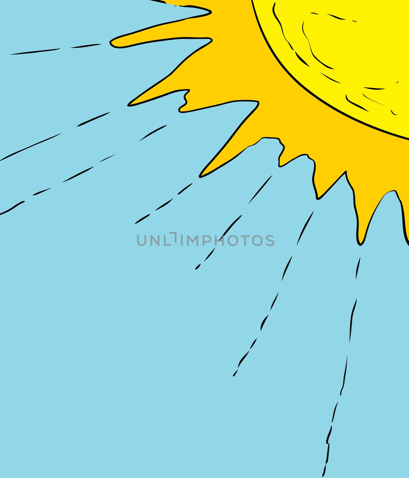 Background illustration of scribbled sun with rays coming from it
