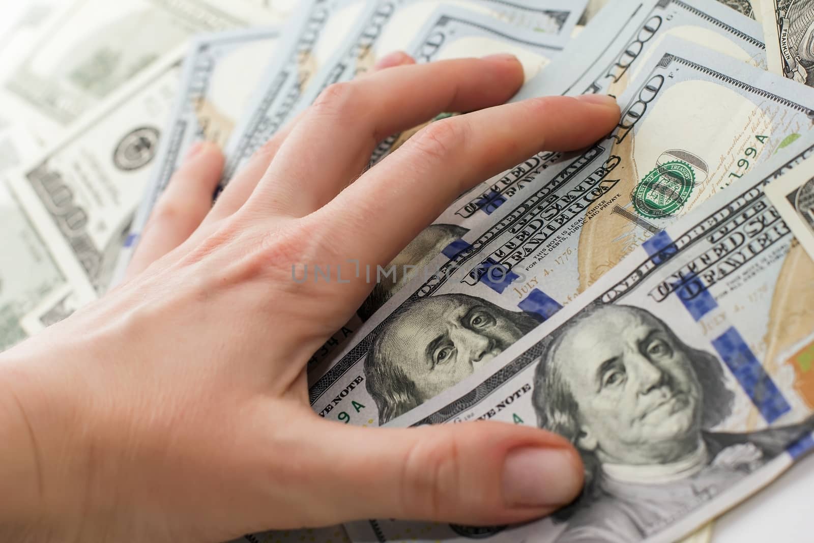 dollar bills on hand, Hand with money, 100 dollar bills by KoliadzynskaIryna