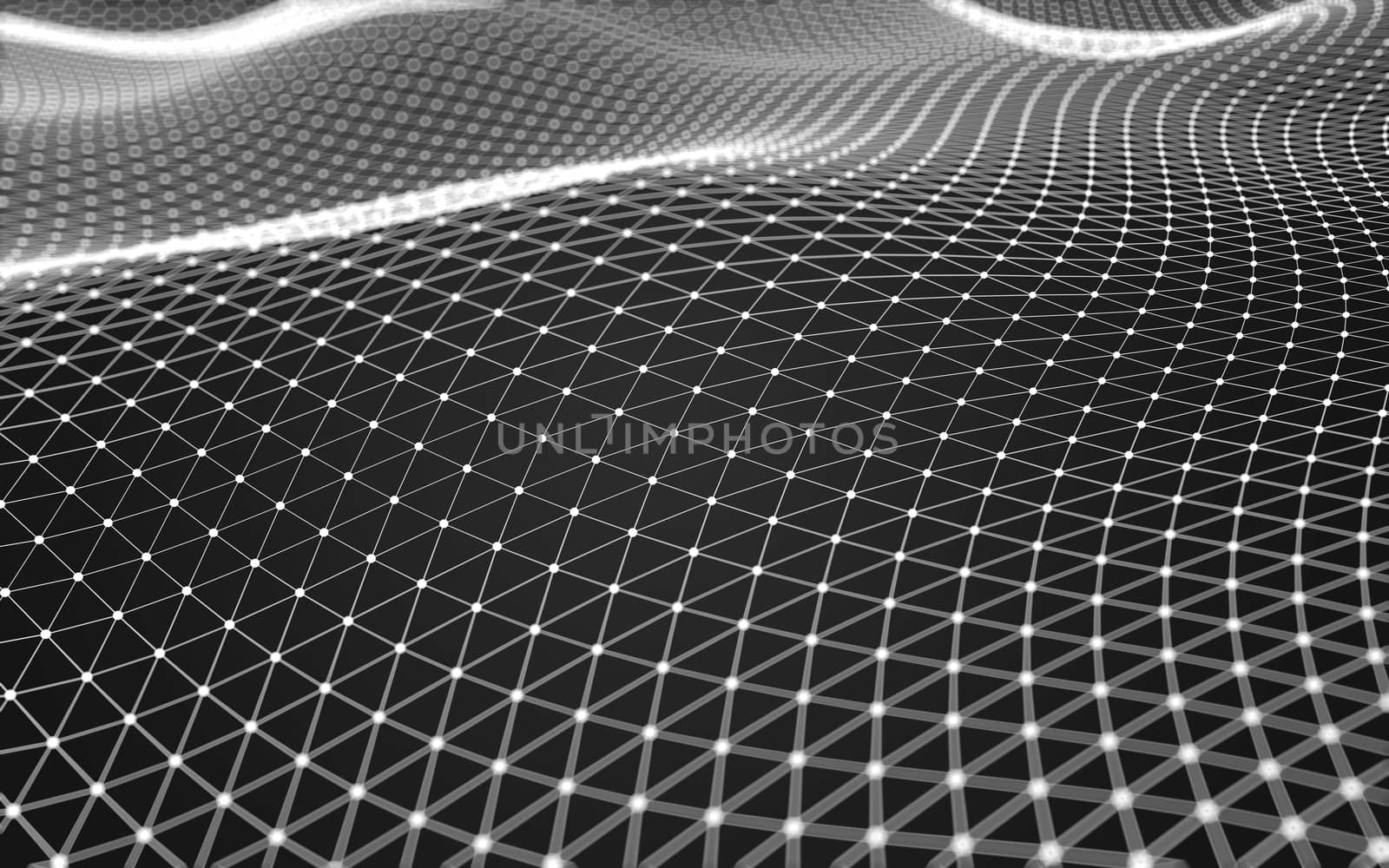 Abstract polygonal space low poly dark background with connecting dots and lines. Connection structure. 3d rendering