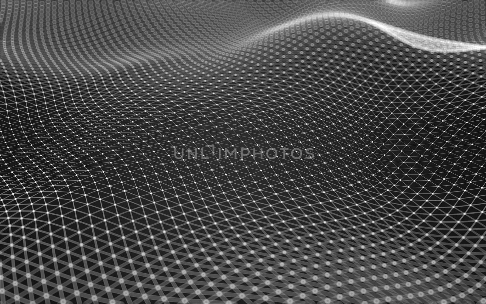 Abstract polygonal space low poly dark background with connecting dots and lines. Connection structure. 3d rendering