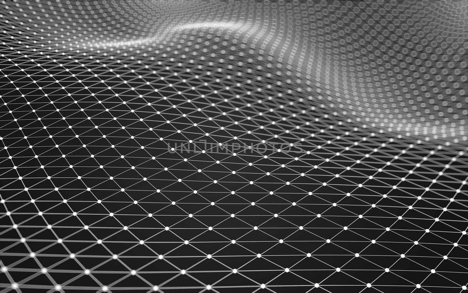 Abstract polygonal space low poly dark background with connecting dots and lines. Connection structure. 3d rendering