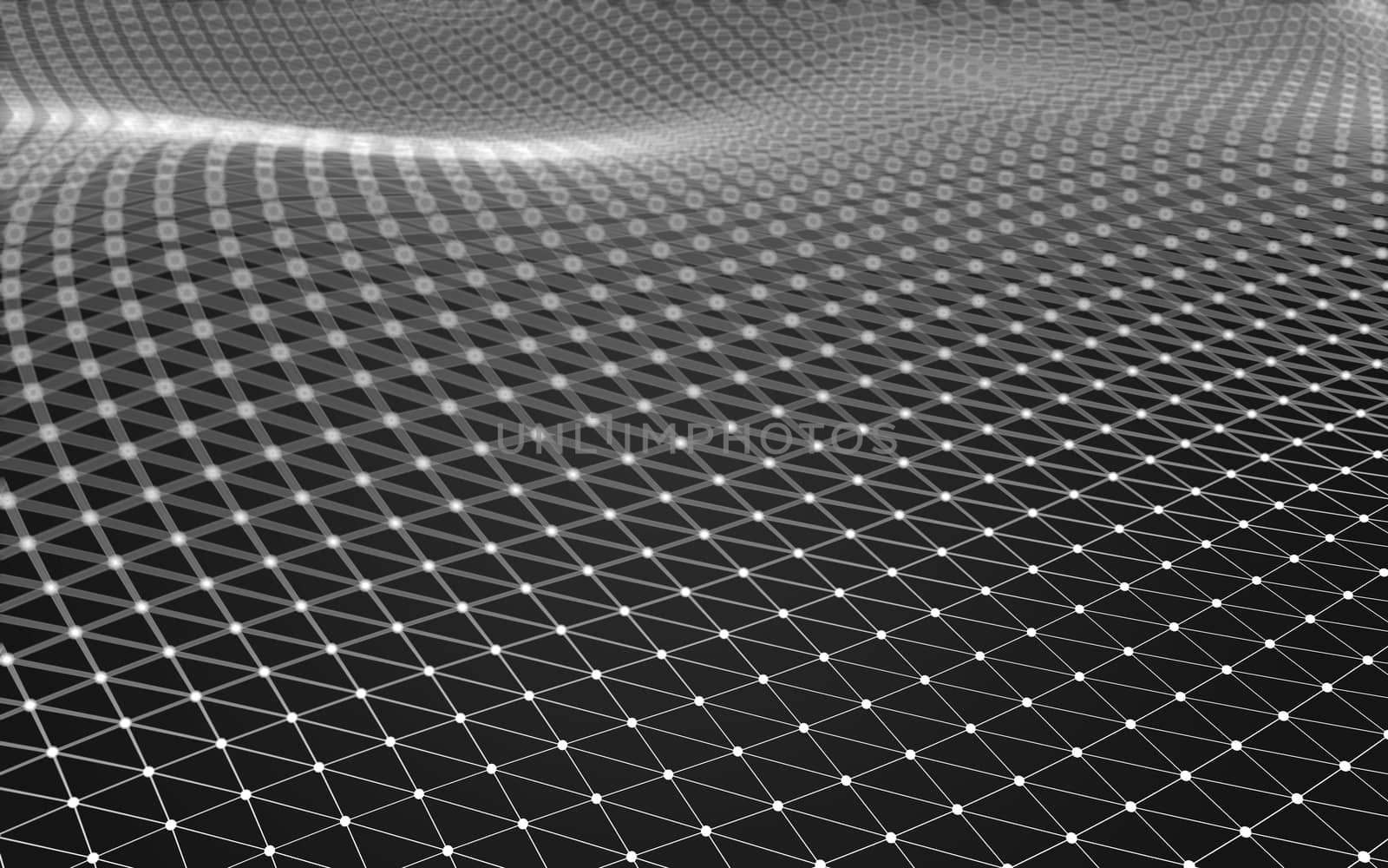 Abstract polygonal space low poly dark background with connecting dots and lines. Connection structure. 3d rendering